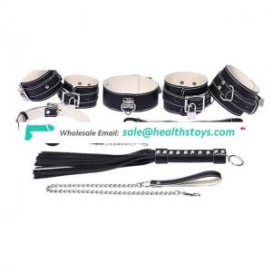 Adult Game 7PCS/Set PU Leather Handcuffs Whip Collar Erotic Toy for Couple Fetish Bondage Restraint Toy for Couples