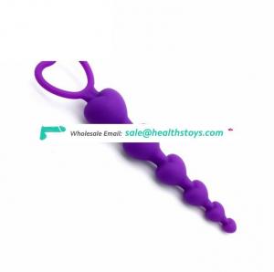 Adult toys drop shipping Silicone heart shape Anal 6 beads sex toys for adult
