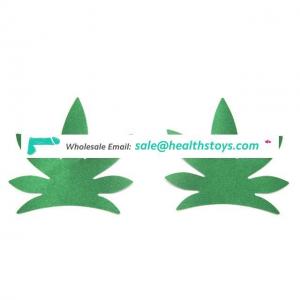 Disposable Green Pot Leaf Nipple Pasties Adhesive Nipple Stickers