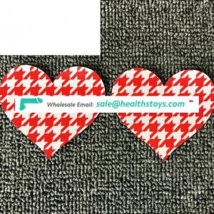 Nordic Plaid Heart Shape Nipple Covers Disposable Custom Pasties Stickers