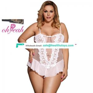 Plus size fat woman see through nighty lingerie