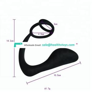 Silicone Double Loop Anal Plug Adult Erotic Male Prostate Massager Sex Toy