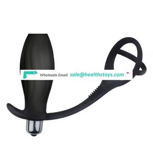 Silicone Prostate Massager Anal Plug Vibrator with Cock Ring