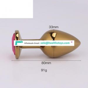 Wholesale Stainless Steel Metal Anal Butt Plug Matched with Anal Plug Tail with Aluminium Alloy Material Medium Size