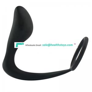 Winyi Black Soft Silicone Prostate Stimulation Anal Plug With Cock Ring