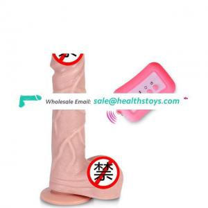 Wireless Remote Control Electric Penis Huge Dildo Ribbed With Suction Cup For Women