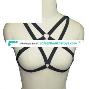 Women Harness Elastic Cupless Cage Bra Hollow Out Strappy Crop
