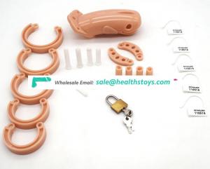 FAAK  13cm  sex shop healthy Plastic penis cage  men chastity device with keyholder male chastity cage  for male