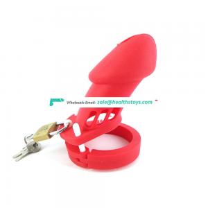 FAAK 10cm*3.8cm Red man silicone chastity cage soft penis cage for male chastity device wholesale sex toys