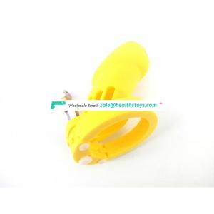 FAAK 10cm*3.8cm Yellow CB6000 man silicone chastity cage penis cage for male chastity device wholesale sex toys