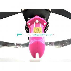 FAAK 10cm Pink plastic cage urethral chastity device for male keyholder chastity  penis cage wholesale sex toys chastity belt
