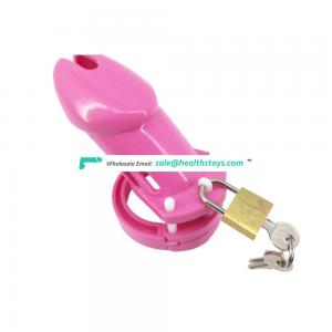 FAAK 10cm Pink plastic cage urethral chastity device for male keyholder chastity  penis cage wholesale sex toys
