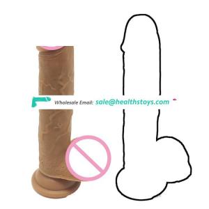 FAAK 19cm 7.5" 3.5cm realistic lifelike silicone dildo sex toys soft flexible anal toys flesh sex toy for man with suction cup