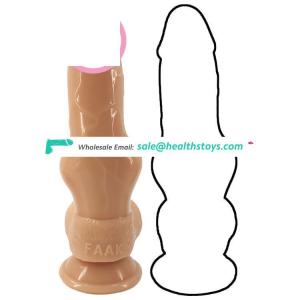 FAAK 20cm 8" 6.5cm safe silicone animal dildo anal sex toys soft butt plug sex shop large animal dog penis dildo for unisex