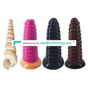 FAAK 21cm 8.26" 6.5cm soft realistic flexible safe silicone dildo sex toys black coffee conch butt anal plug for sex pleasure