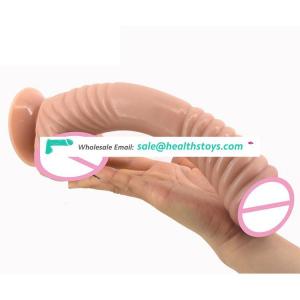 FAAK 22.5cm*5cm  Curve long dildo plastic  spiral design for female PVC realistic penis  animal dildo