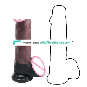 FAAK 22cm 8.5" 4.5cm big sex toys anal butt plug soft flexible realistic lifelike silicone coffee tier penis dildo for women