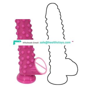 FAAK 23cm 9" 4.5cm big silicone dildo huge realistic anal plug bumpy dot butt plug pink homemade anal sex toys men for sex