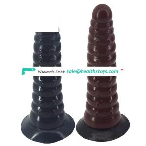 FAAK 25cm 9.84" 5.2cm thick big silicone anal dildo realistic soft flexible caterpillar shape butt toys for women and men sex