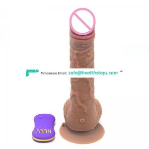 FAAK Wireless Silicone Telescopic Wagging Dildo Vagina Penis Sex Toys G Spot Rotation Multi-Speed Waterproof Dildo for Woman
