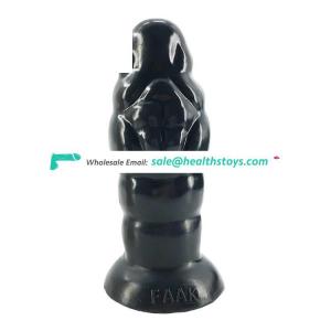 FAAK insertable length 16.3cm 4.5" muscle shape large silicone dildo giant anal butt plug toys black sex products for female