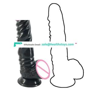 FAAK insertable length 16cm 6" 4cm huge anal butt plug sex toys realistic silicone bumpy dildo black adult toys for male female
