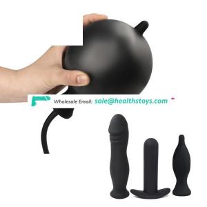FAAK silicone large black Pump Up air-filled inflatable anal plug bulk dildo butt plug penis Dilator sex toys for Men Woman Gay