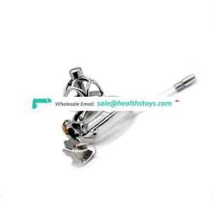 FRRK 304 Stainless Steel Chastity Device Male Cock Cage Stealth Lock Fetish Virginity Penis Ring Cage Chastity For Man