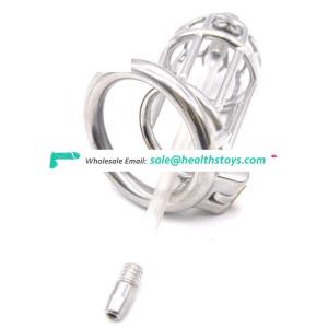 FRRK Stainless Steel Cock Cage For Man Porno tune Penis Ring Cage Chastity For Man Bondage Cage With Catheter