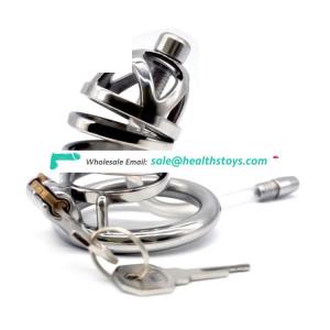 FRRK49mm cock ringmetal chastity device with catheter  chastity cage lock penis cage for male cock cage