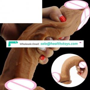 Top Selling 8.4 " Double Layered Liquid Silicone Dildo Real For Man And Women, Elastic Silicone Dildo Artificial Penis Realistic